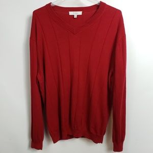 Turnbury men's red vneck sweater size large